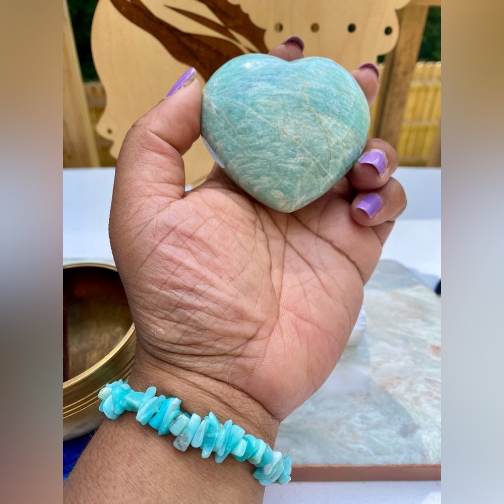 Amazonite Heart Palm Stone Collectible Crystal Specimen